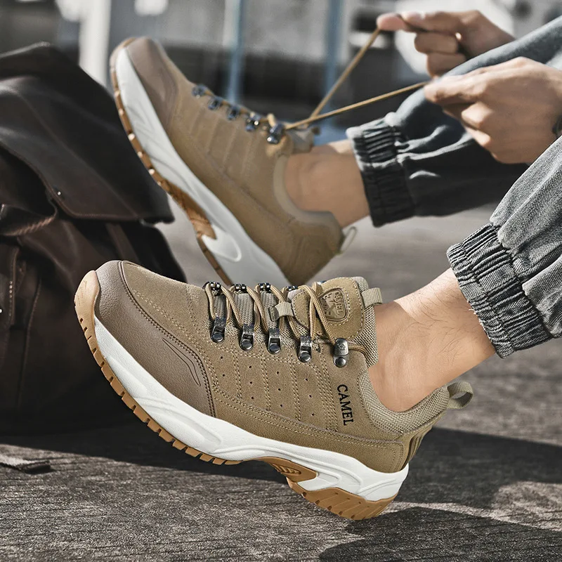 CAMEL JINGE Outdoor Hiking Shoes Men Low-top Trekking Mountain Shoes Women Suede Hiking Sneakers Mens Non-slip Outdoor Shoes New