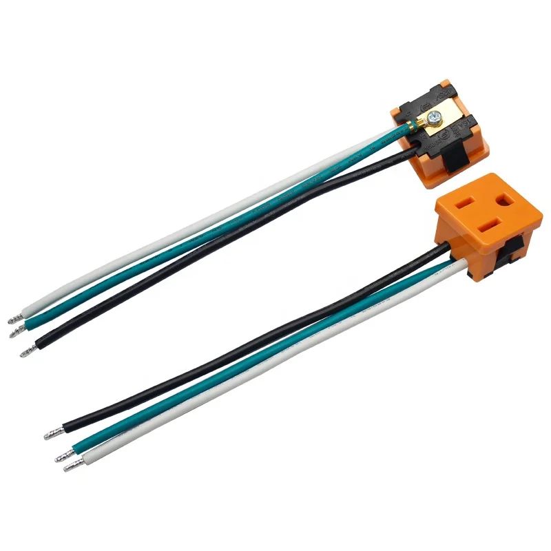 

1015 16AWG American Standard 3 PIN USA Orange Power Plug with processing wire