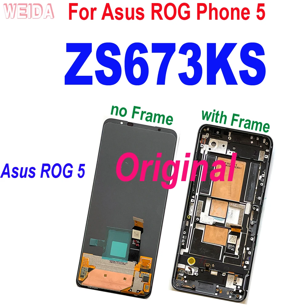 6 78 original for asus rog phone 5 rog 5 pro lcd display touch screen digitizer frame for rog 5s pro 5 ultimate zs673ks lcd free global shipping
