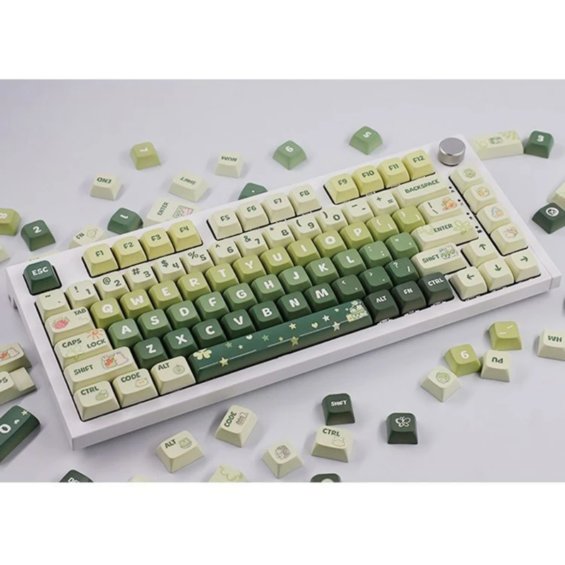 Колпачки для клавиш с зеленой темой PBT DyeSublimation Process Keycap 133Key профиль XDA установки