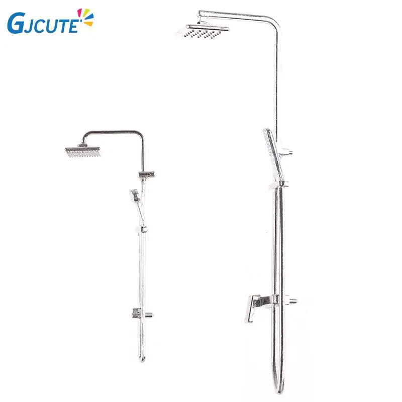 

2 styles Dollhouse Miniature Alloy Bathroom Bath Shower Mini Bathroom Bath Shower Model Pretend Toy for Doll Accessories