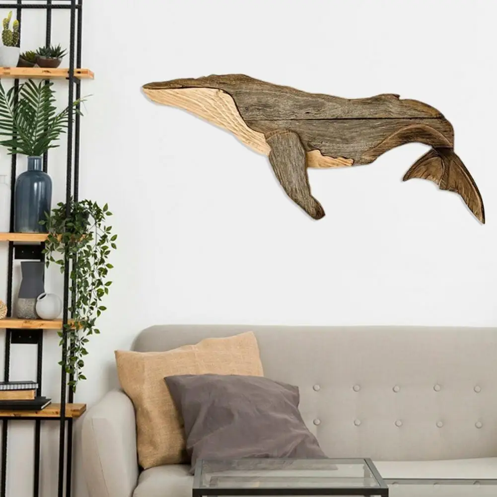 

Attractive Wooden Ornament Wear-resistant Wall Ornament Easy Carry Wooden Marine Element Whale Animal Decoration Delicate