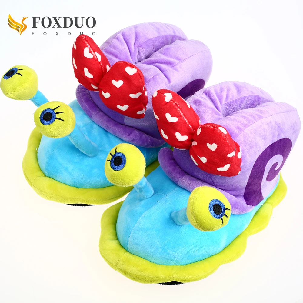 Unisex Snail Slippers Cartoon Home Indoor Sneaker Slippers Warm Plush House Shoes Cozy Soft Flip Flop Kids Funny Shoes Women Men