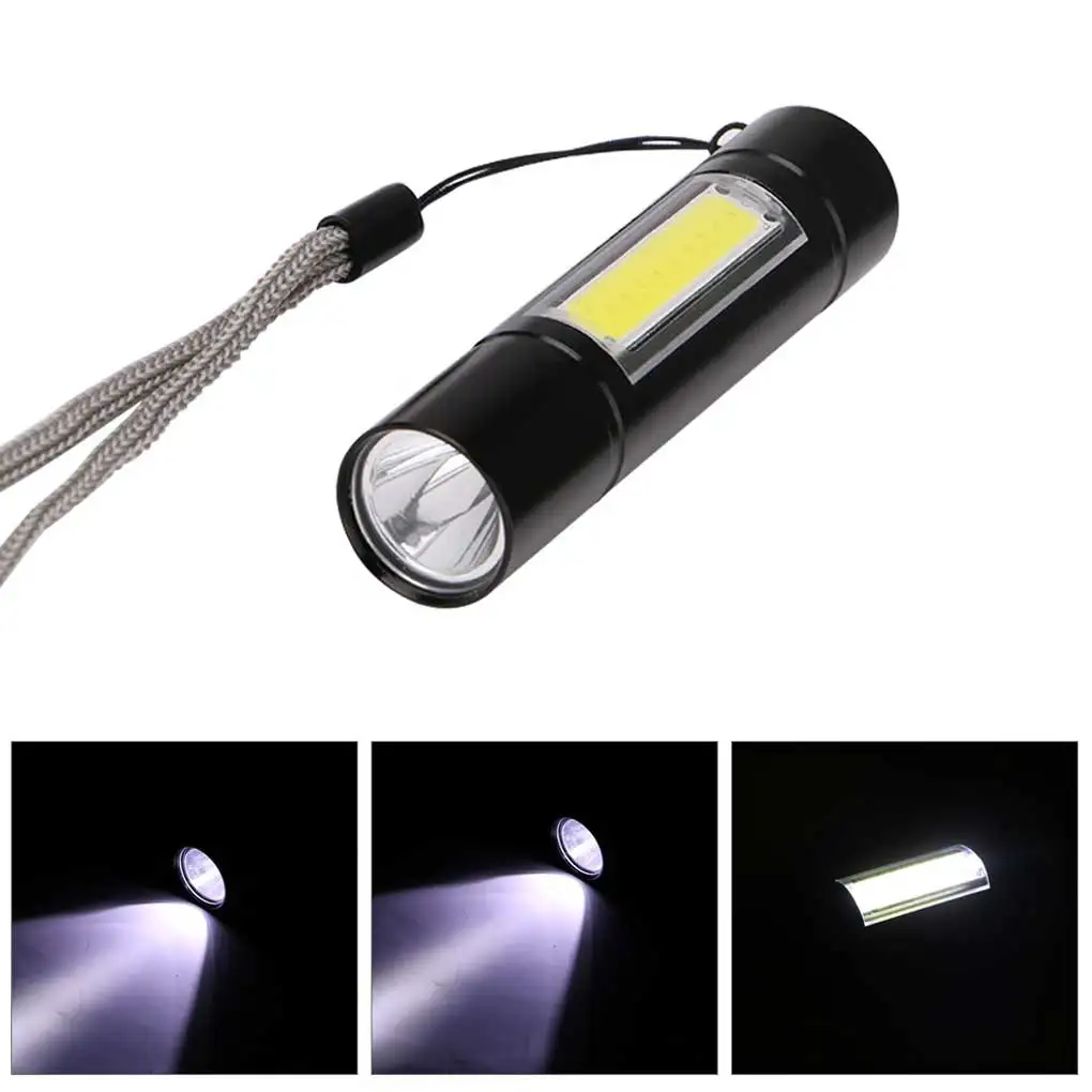 

Flashlight Rope Small XPE COB Multi Modes Micro Lamp Rechargeable USB Interface Button Switch Outdoor Lighting