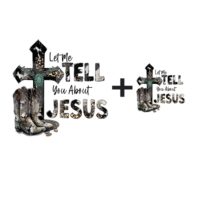 

Fashion Cross Shoe Letter Heat Transfers Patches For Clothes Iron On T-shirts Badges Heat DIY Christian Cross Patch Appliques
