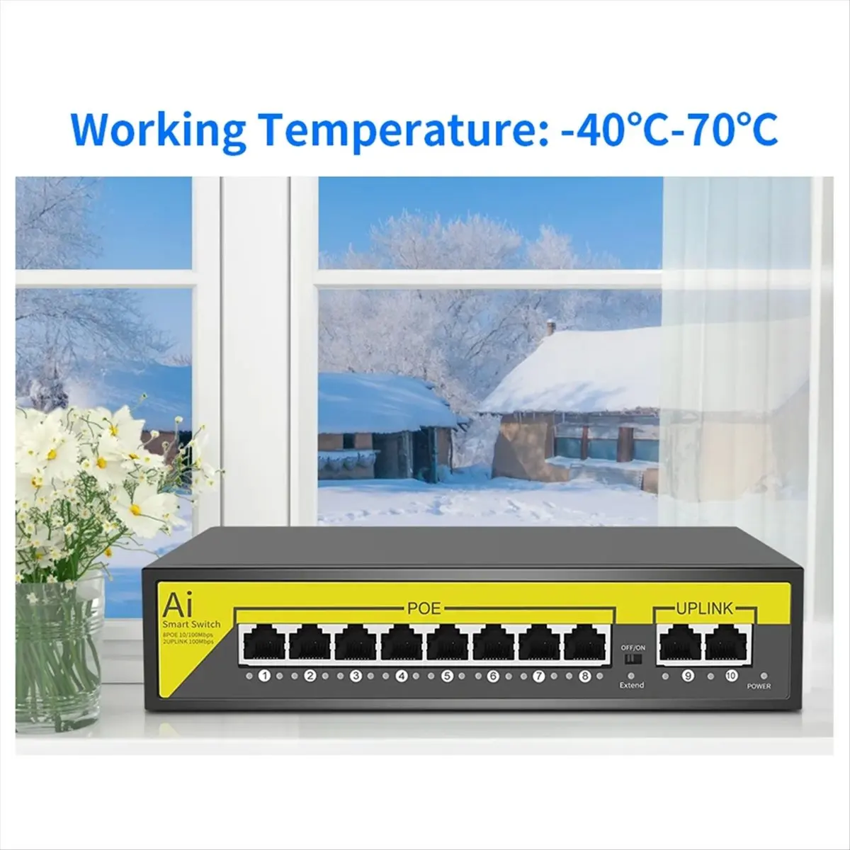 Фото 48В 8-портовый POE-коммутатор Ethernet 10/100 Мбит/с IEEE 802.3 Af/At для IP-камер/систем видеонаблюдения/беспроводных точек доступа, вилка EU - A07G №5