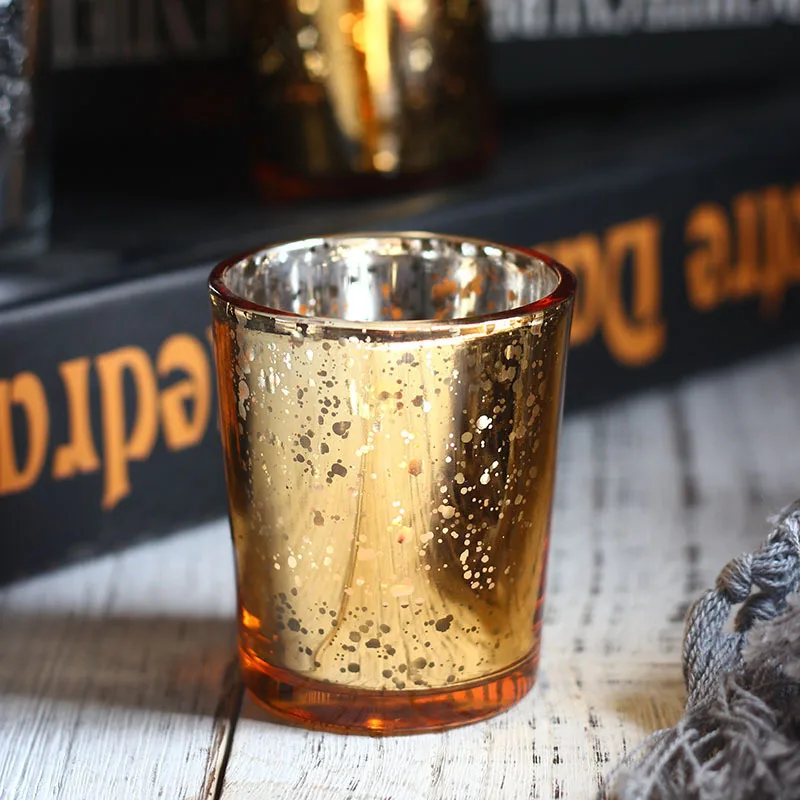 

6pcs Candle Jar Aromatherapy Candlestick Electroplated Star Romantic Colored Glass Candle Cup Household Candlestick Cup m