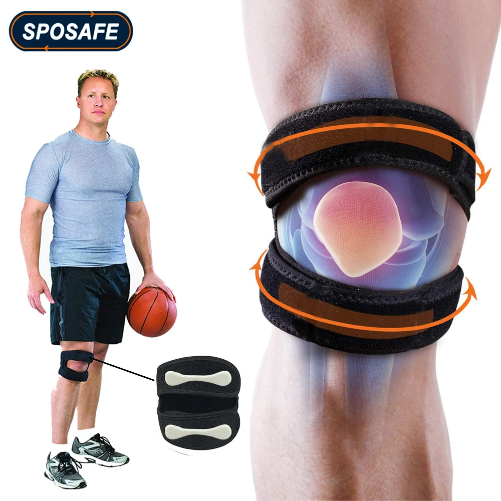 1Piece Adjustable Patella Knee Strap Neoprene Knee Brace Support for Running Arthritis Jumper Tennis Basketball Knee Pain Relief