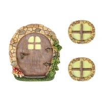 glowing fairy door and windows kit miniature resin statue gnomes trees ornament for outdoor garden yard tree decoration