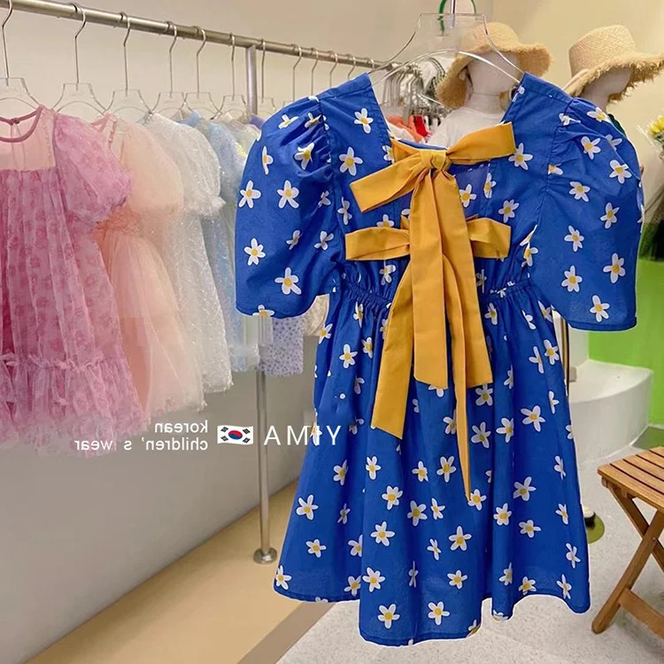 

Милое платье с бантом, летняя юбка с цветами для девочек, одежда для детей, маленькая принцесса, элегантные Детские платья