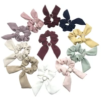 20pcs fabric ribbon scrunchies jewelry diamond charm elastic hair band party gift headwear girl ponytail holder hair accessories