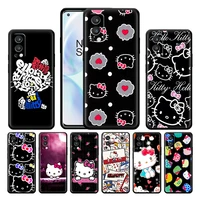 hello kitty cartoon cat for oneplus nord 2 ce 5g 9 9pro 8t 7 7ro 6 6t 5t pro plus silicone soft tpu black phone case cover coque