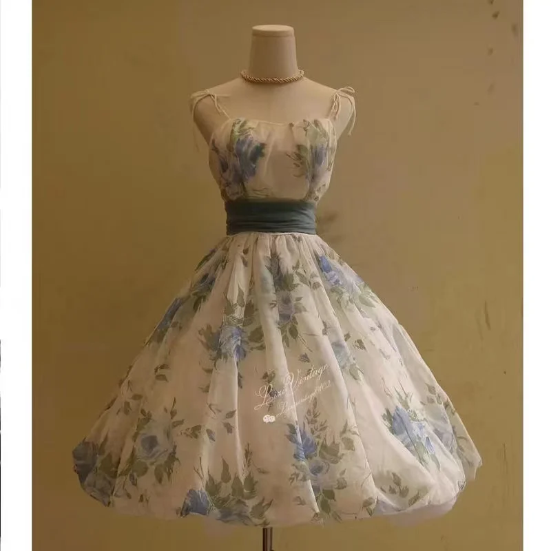 

French Retro Blue Strap Dress Women's Summer New y2k dress summer dress women 2023 evening dresses