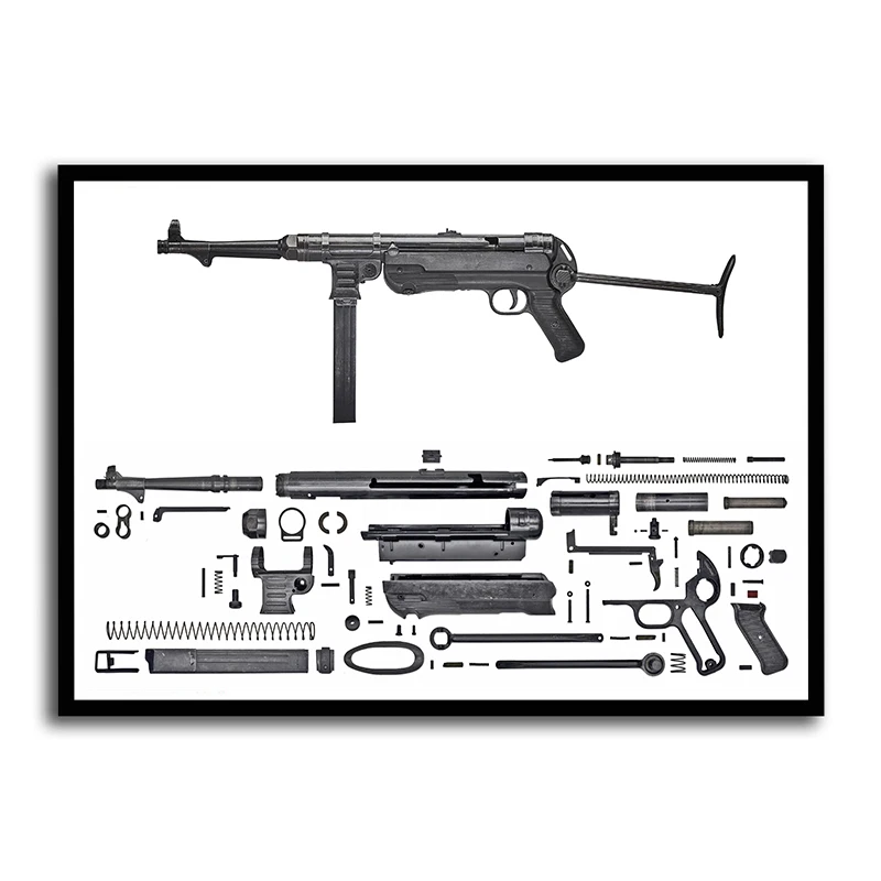 Винтажный постер с изображением боевого оружия и винтажной винтовки AK47