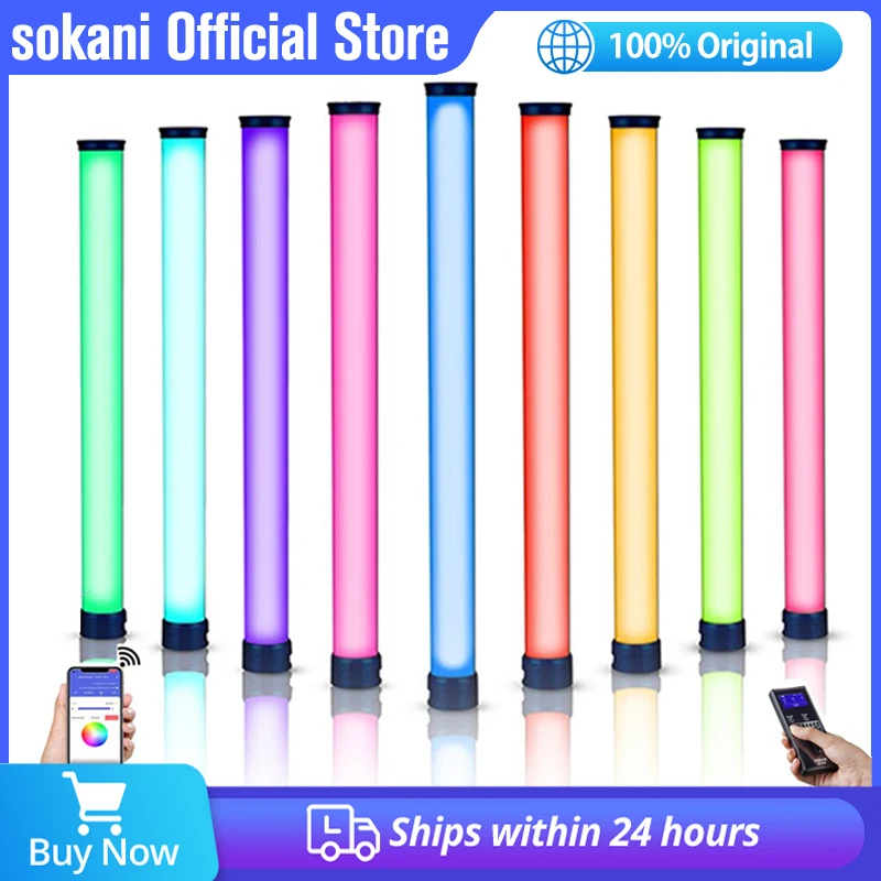 Двухцветсветодиодный светодиодная палочка Sokani X25 RGB для видеосъемки с управлением через приложение и полноцветным затемнением, перезаряжаемая батарея 2800K-10000K