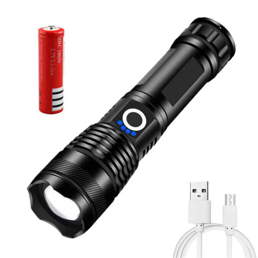 

P50 Strong Light Flashlight Telescopic Zoom Aluminum Alloy USB Rechargeble Outdoor Lighting Torch Portable Emergency Lamp