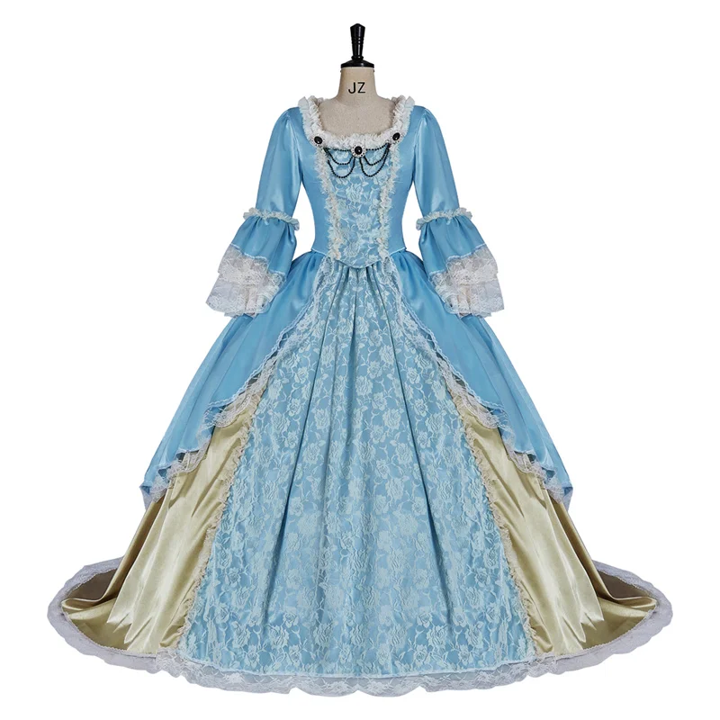 

18th Century Blue Baroque Rococo Marie Antoinette Dress Women Victorian Masquerade Palace Gown Historical Theater Clothing