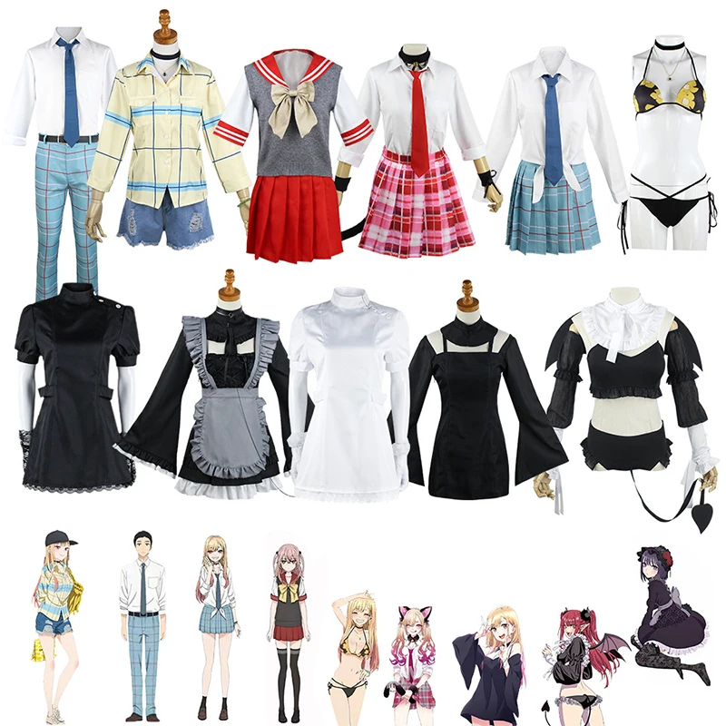 

Anime My Dress Up Darling Marin Kitagawa Cosplay Costume JK School Uniform Skirt Outfits Wakana Gojo Halloween Carnival Suit Wig