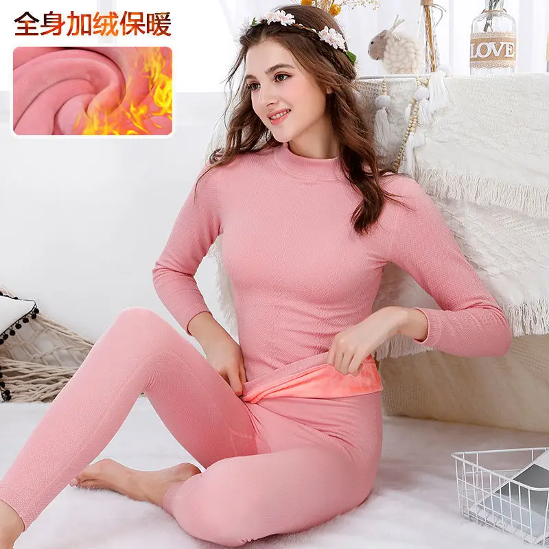 Thermal underwear women's thickened plus velvet turtleneck top winter cold warm shirt thermostatic tight bottoming shirt