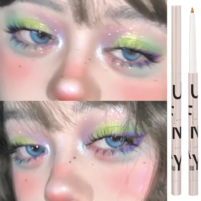 Shiny Silkworm Eyeshadow Pen Lasting Smooth Green Gold Purple Glitter Eyeliner Gel Makeup