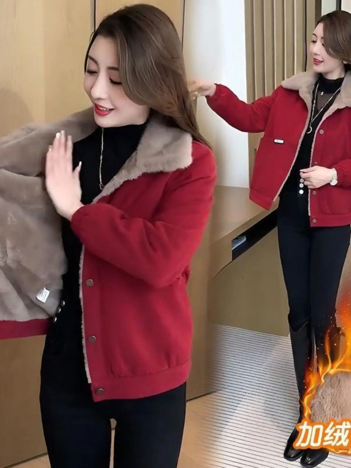 Small Fleece-lined Younger Western Sle Women Short 2024 Winter New Versitile Fashion Slimming Thickened Cotton-Padded Coat ...