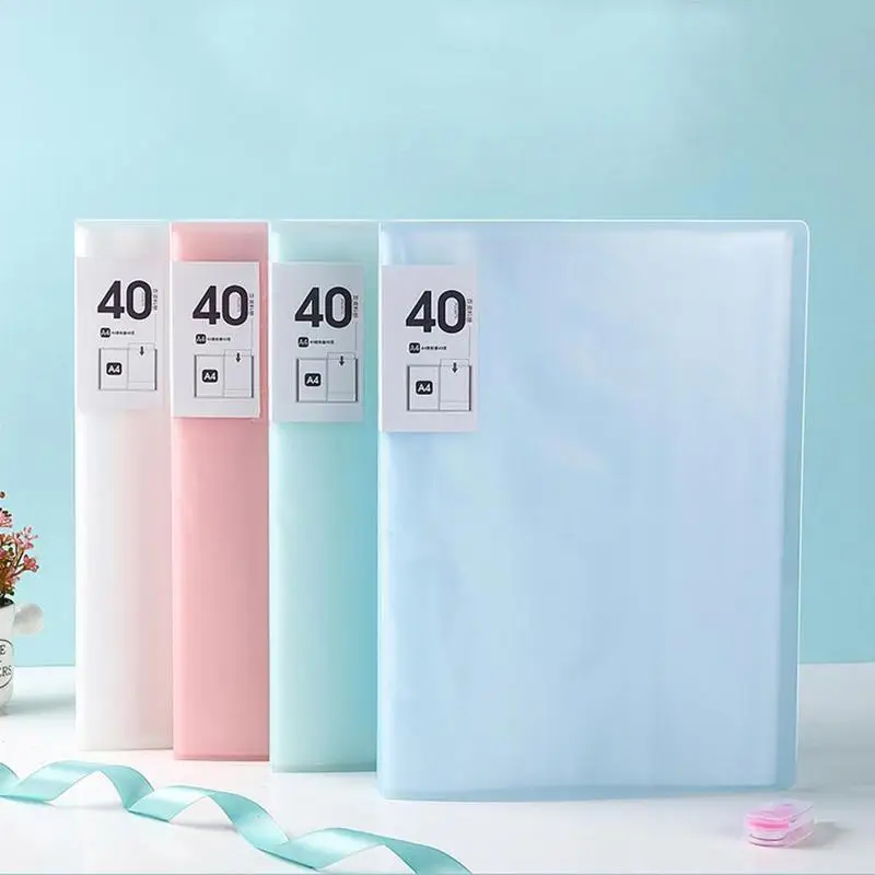

40/60 Pages A4 File Paper Folder Document Storage Book Picture Cover Photos Collect Transparent Organizer Album Storage Dia O8q4