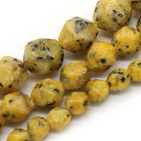 natural faceted yellow spot stone spacer loose beads 8mm for jewelry making diy bracelet charms accessories necklace 15 inch