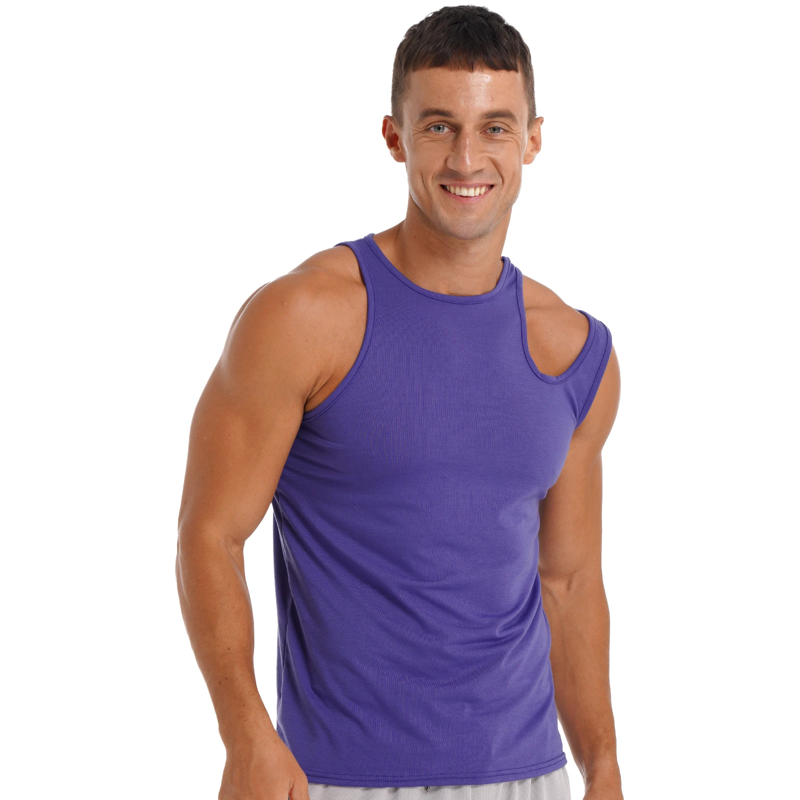 Man Mens Solid Color Running Vest T-shirt Sports Top Breathable Slim Fit Bodybuilding Fitness Top Sportswear Sleeveless Tank Top