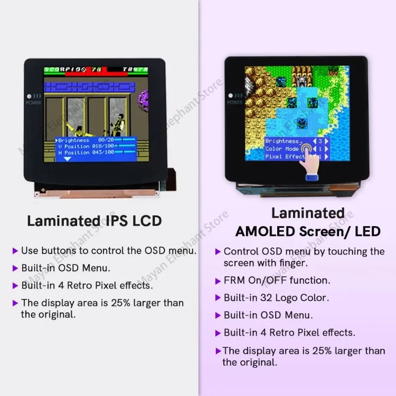 Новый ламинированный OLED-дисплей GBC 2024 сенсорный экран экранное меню AMOLED-экран RETRO