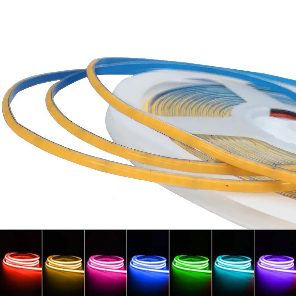 

Super Slim 3mm 384leds/m COB LED Strip Light For Room Decor Flexible Tape Ribbon 3000-6000K Red Green Blue Yellow RA90 DC12V/24V