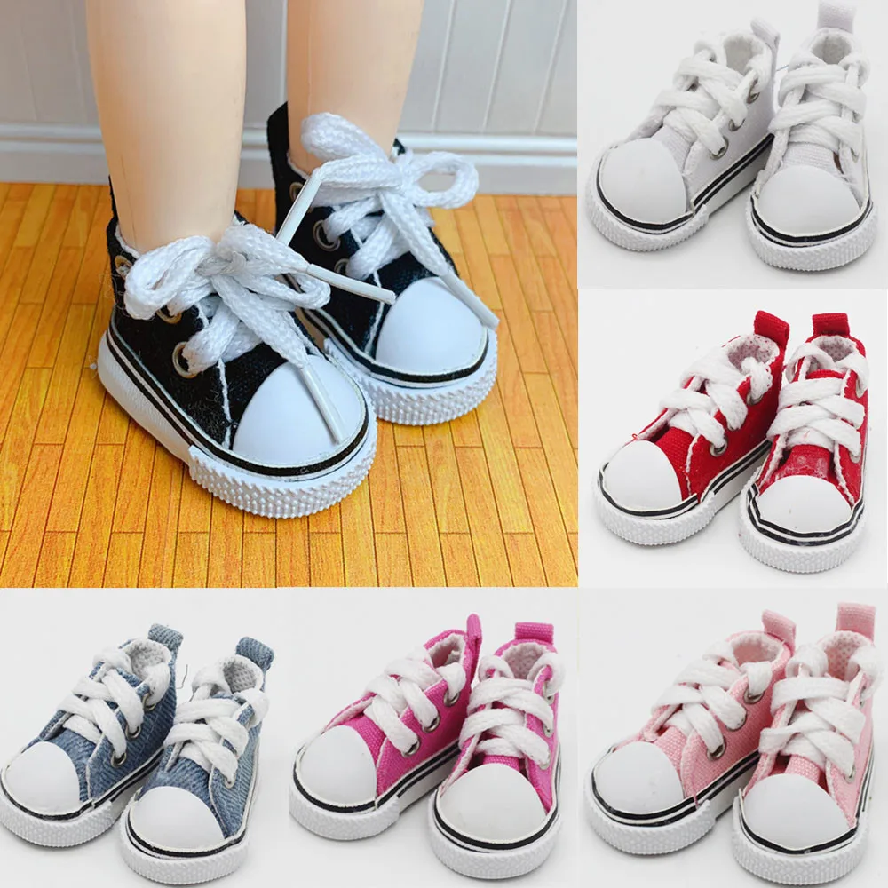 

Handmade 5CM Doll Shoes for 1/6 BJD Dolls Mini Canvas Shoelace Doll Play House Dress Up Accessories Children Toys Gift