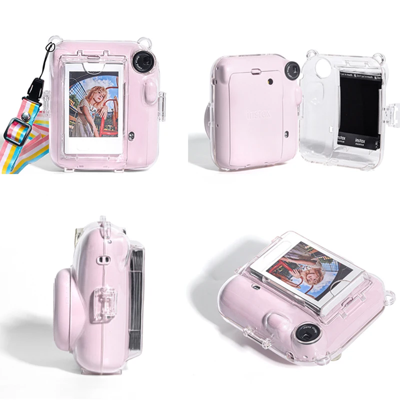 

For Fujifilm Instax Mini 12 Transparent Camera Case Protective Carry Bag Cover with Shoulder Strap Storage Bag