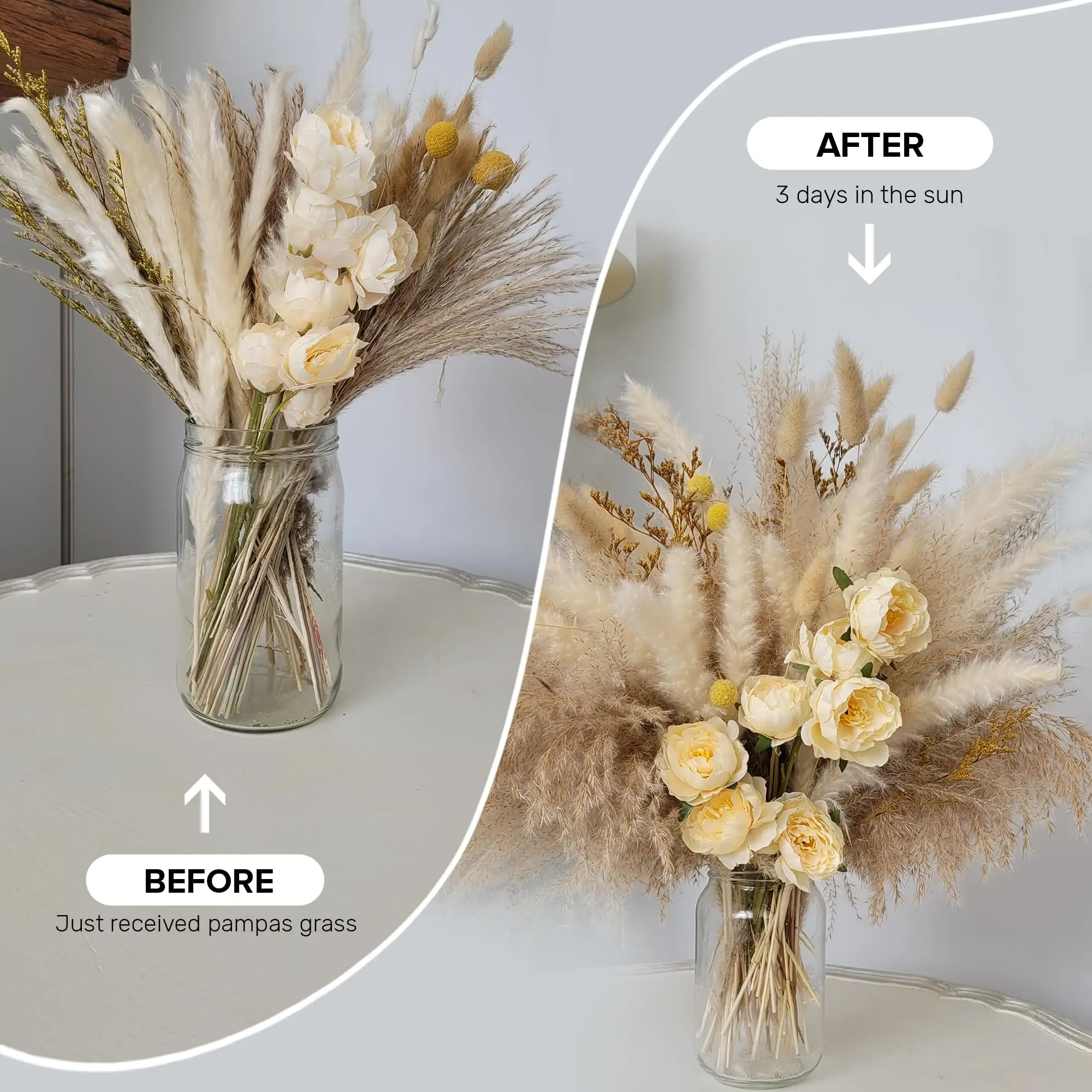 Натуральная сушеная пампасная трава искусственные розы в стиле бохо домашний