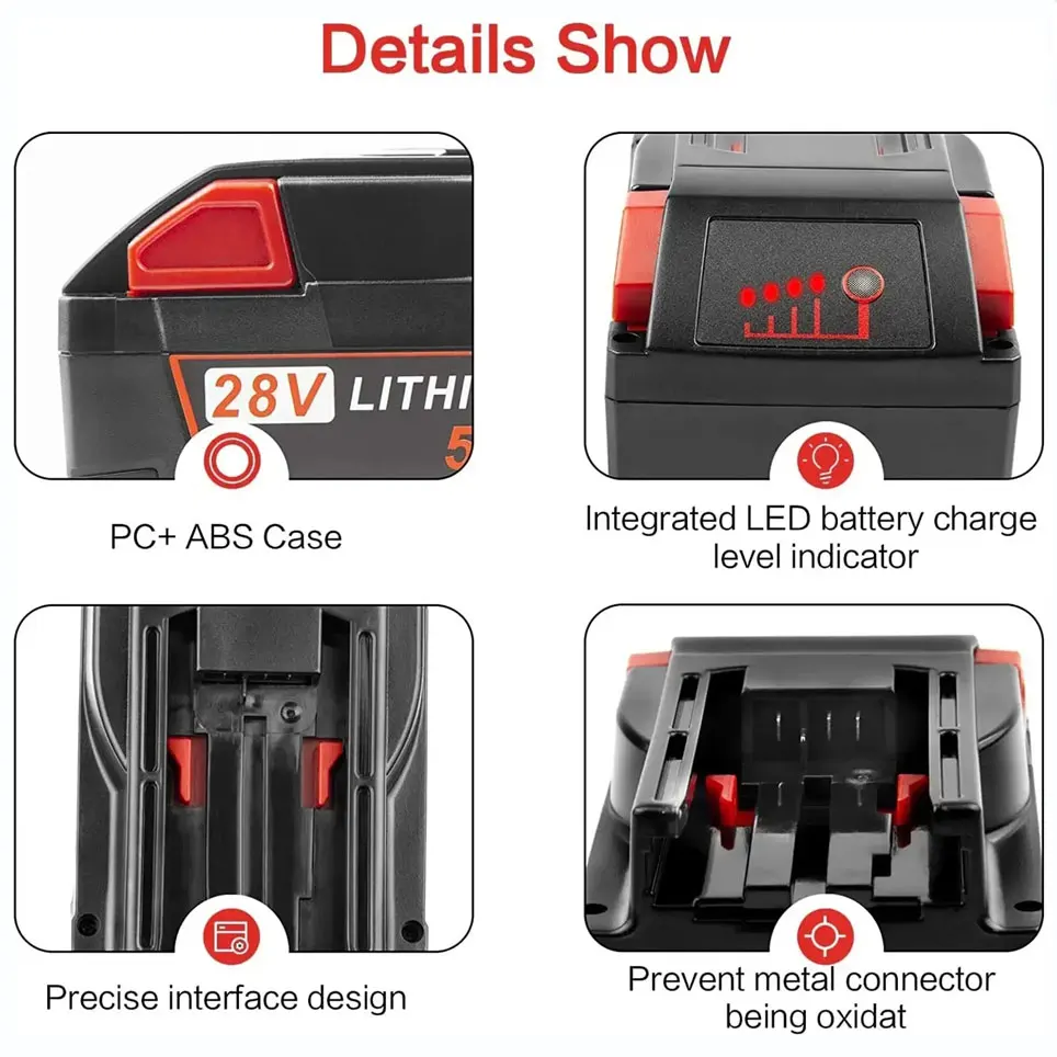 Фото Литий-ионный аккумулятор 28 В, 6,0 Ач для аккумуляторной батареи MILWAUKEE M28 V28 Power 48-11-2830, 28 В №3