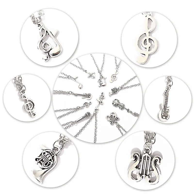 

Fashion Simple Silver Necklace Musical Note Pendant Silver Chain Wedding Wedding Jewelry Gift