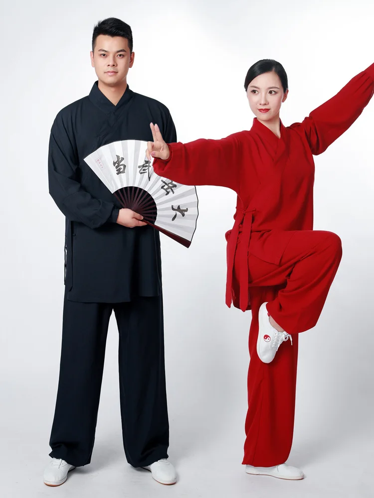 Martial Art Uniform Tai Chi Clothes Kung Fu Set Wushu Clothing For Woman Wudang Coat Man Linen Training Clothes 11 Color