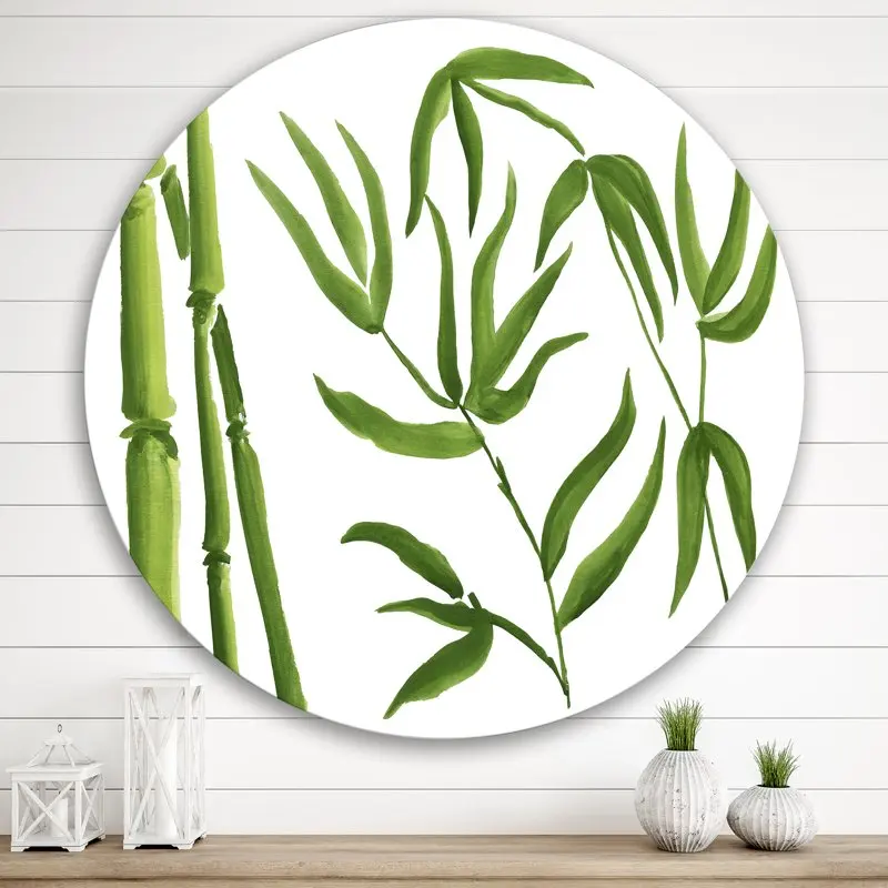 

'The Forest of Bamboo Branches IV' Tropical Circle Metal Wall Art 36x36 - Disc of 36