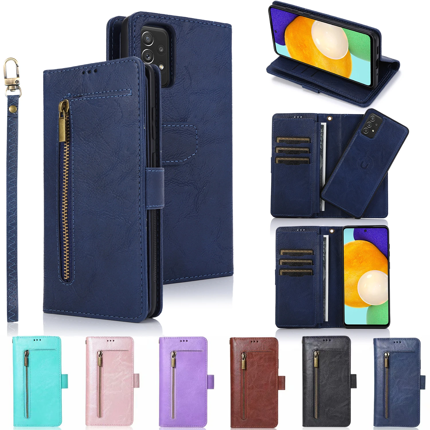 

Leather Flip Wallet Case For Samsung A12 A32 A51 A52 A71 A72 Card insertion Protect Cover