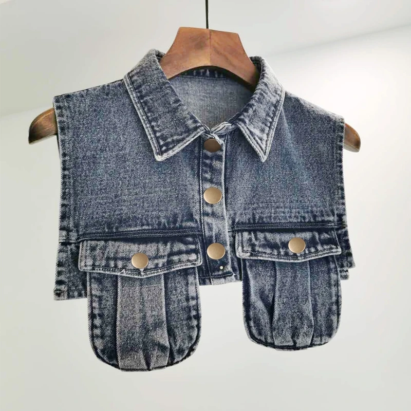 

Women Washed Vest Sleeveless Waistcoat for Jacket Lapel Fake Collar Dickey