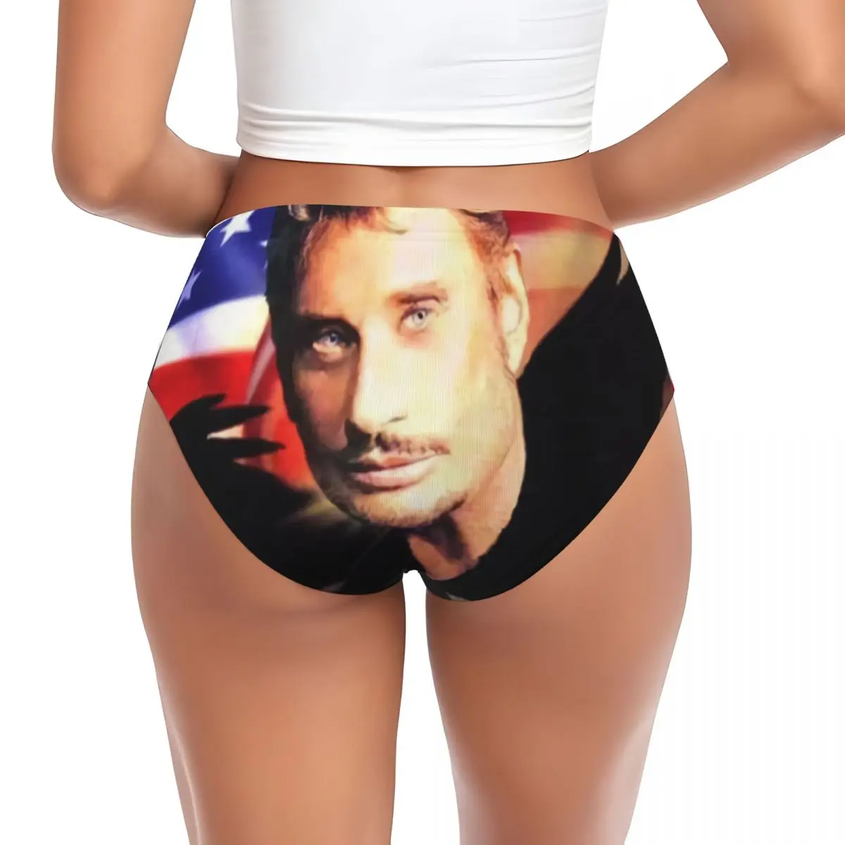 Фото Женские трусики Custom Johnny Hallyday, дышащие, эластичные, с изображением французского певца, нижнее белье, подарки на день Святого Валентина, трусы №2
