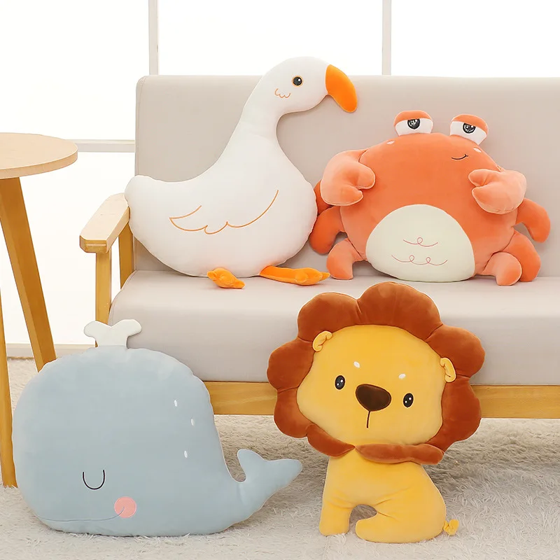 

Soft Plush Animals Pillow Toy Stuffed Lion Duck Crab Pillow Cushion Sofa Decor Kawaii Tissue Box Children Girls Christmas Gifts