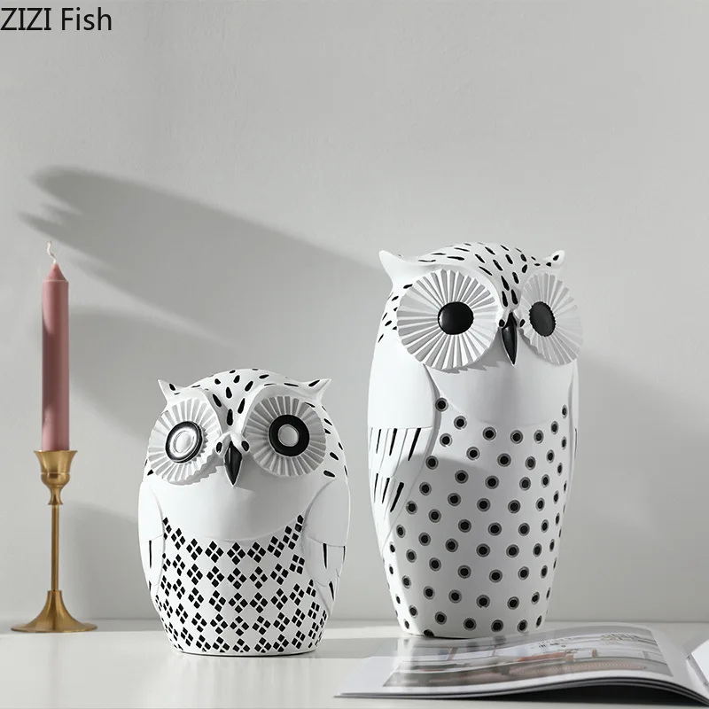 

Polka Dot Owl Minimalist Animal Sculpture Desk Decoration Artwork Ornaments Living Room Furnishings Crafts Nordic Home Decor