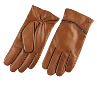 top quality genuine leather gloves for men thermal winter touch screen sheepskin glove fashion slim wrist driving