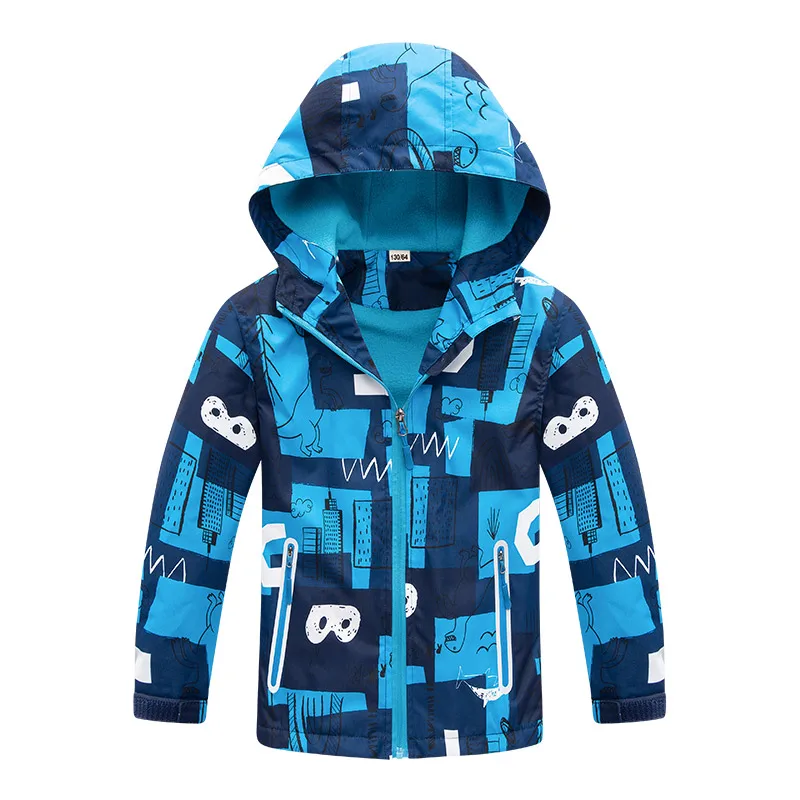 

Children Spring Autumn Jacket Coat Windproof Waterproof Outdoor Jacket for Boys Letters Pattern Hooded Coat Kids Windbreaker