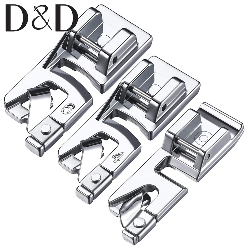 

3Pcs Narrow Rolled Hem Sewing Machine Presser Foot 3mm 4mm 6mm Hemmer Foot Sewing Tools for All Low Shank Snap-On Sewing Machine