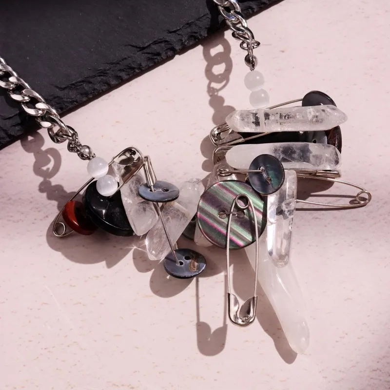 HUANZHI белый натуральный камень красочные пуговицы ожерелье модные украшения в