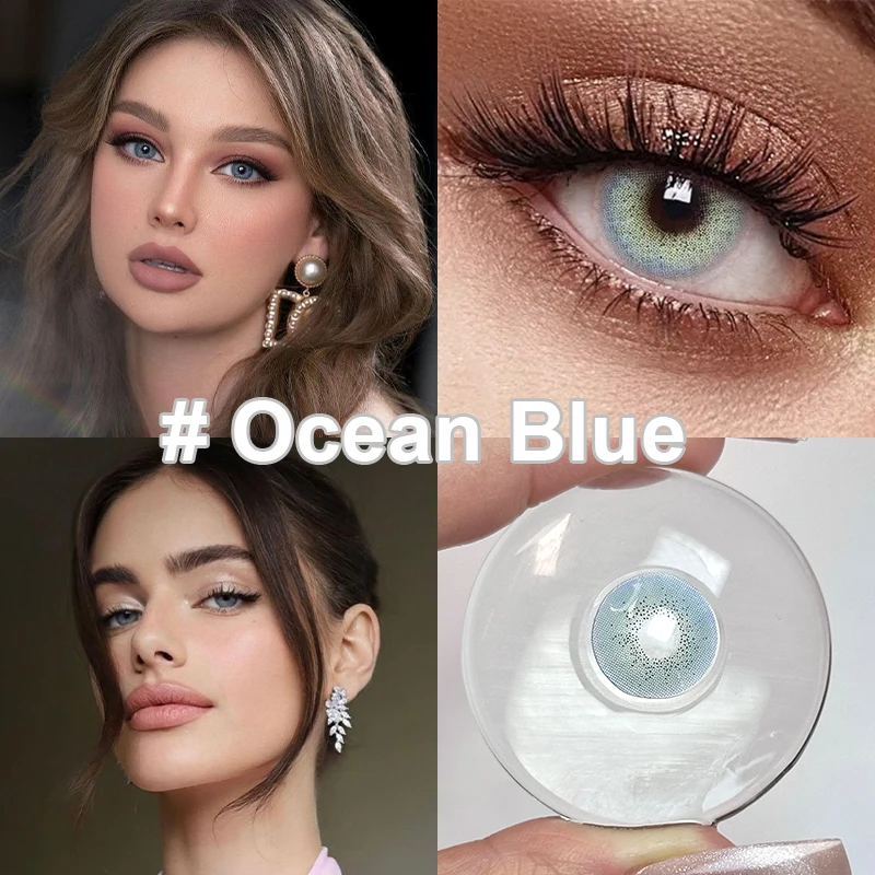 Фото Синие линзы Meenie Ocean 0,00 ~-6,00, новые 2 шт., 6 ежемесячных линз, косметические мягкие контактные линзы, lentes de contacto с рецептом №4