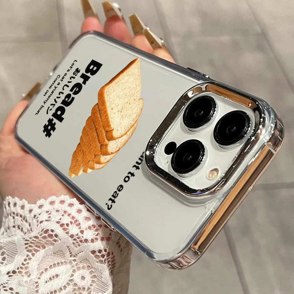Фото Забавный чехол для телефона с дизайном тоста с маслом для iPhone 17 Air 16 15 14 Plus 13 12 11 Pro Max 16e, противоударный, прозрачный №3