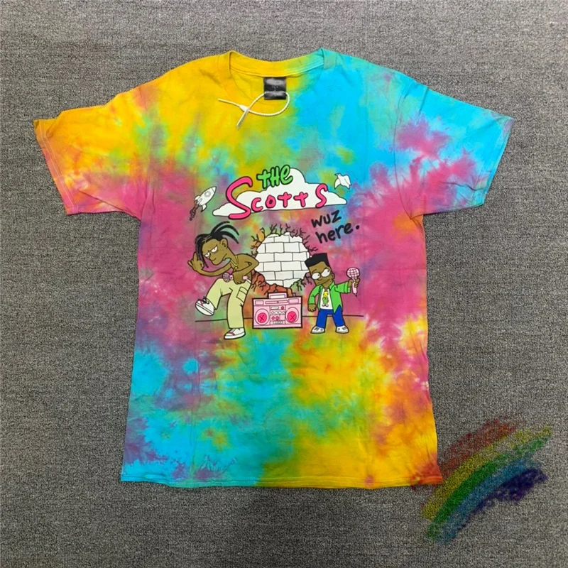 

Tie dye Vintage Travis Scott Cactus Jack T-Shirt Men Women 1:1 High Quality Short Sleeve Top Tee T Shirt