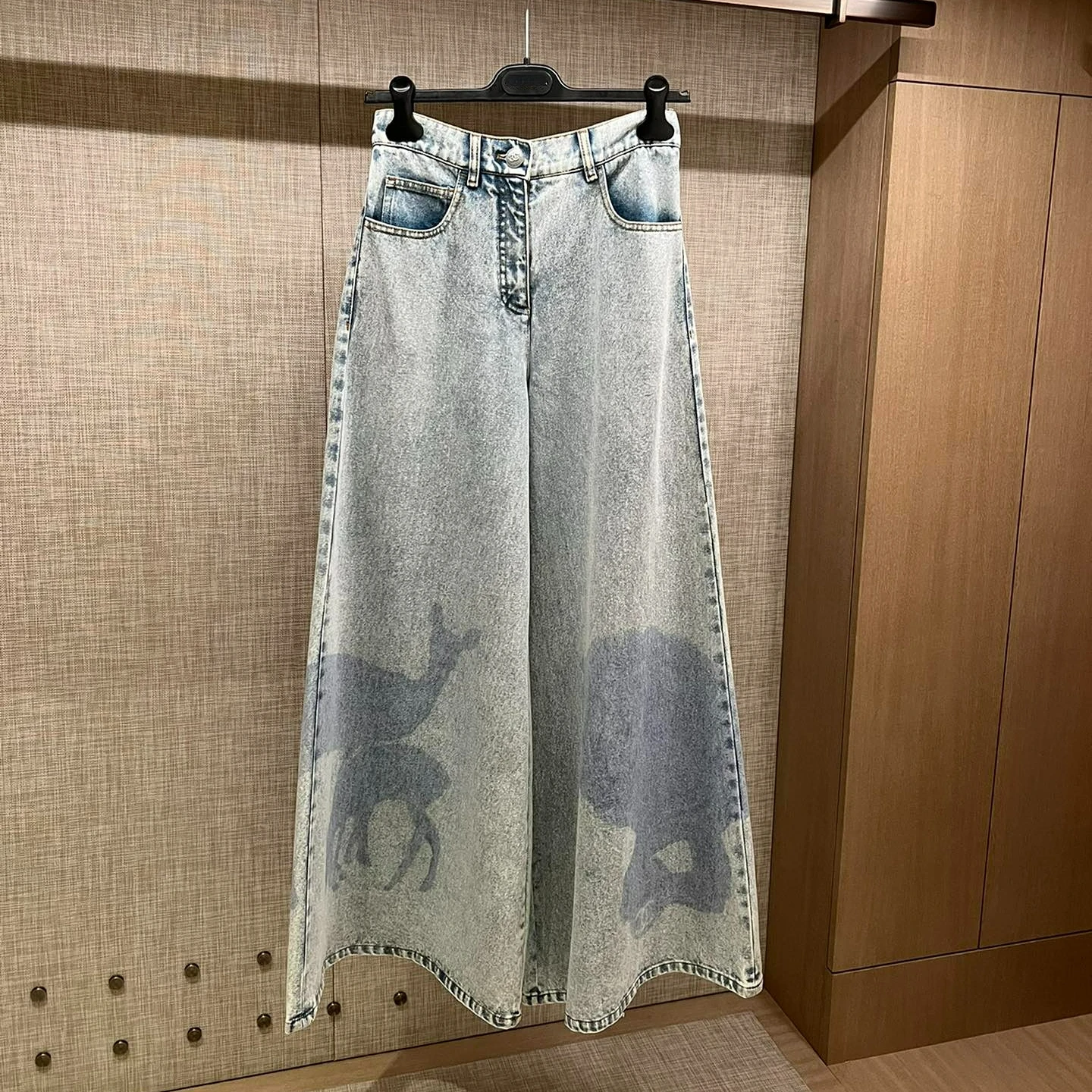 

2022 New Summer Women Pants D Style Luxury LOOSE Lmitation Denim Wide Leg Pants Casual